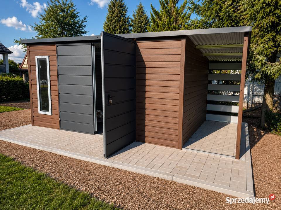 Domek narzędziowy z wiatą panelowa 6x35m Ciemny Opole sprzedam