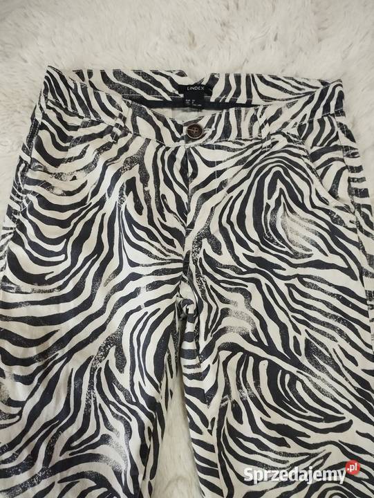 Stylowe spodnie LINDEX w modny wzór zebry Rozmiar 34(XS) Mysłaków