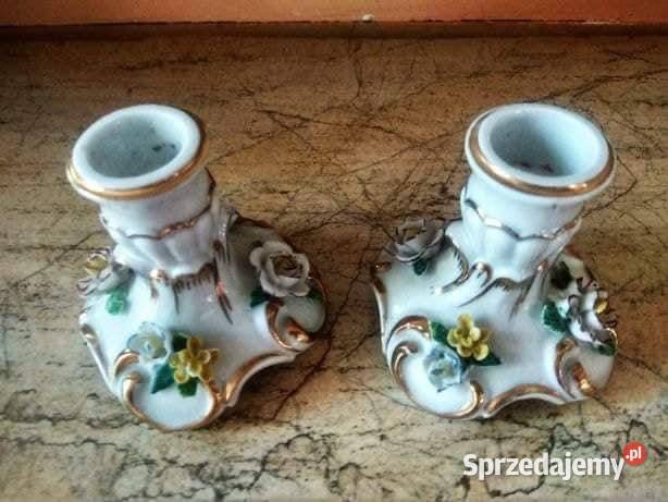 Porcelanowe 2 świeczniki Sygnowane LYT Porcelana i szkło