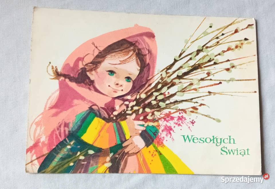Pocztówka wielkanocna RUCH 1969 r Grafika Maria Koźminek