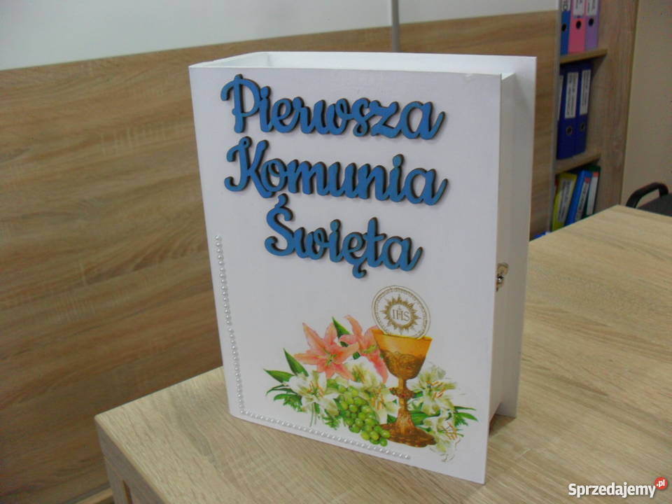 Pudełko szkatułka księga decoupage I Komunia Bochnia