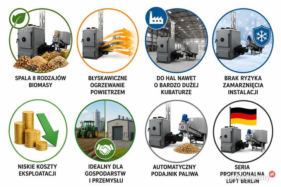Nagrzewnica powietrza 40 kW na biomasę Piec do Łódź