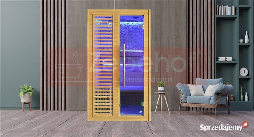 Sauna fińska sucha z piecem 1200x1050mm MOC 68 Budownictwo i akcesoria Grabówka
