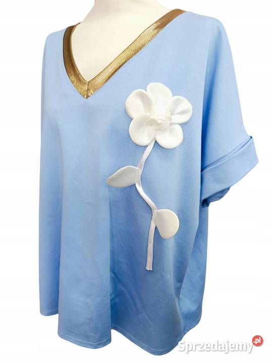 Stylowa bluzka PLUS SIZE z aplikacją kwiatową 3D łódzkie Pątnów