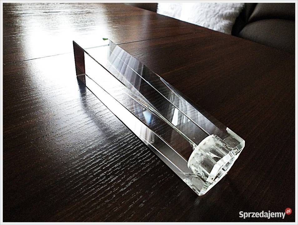 Świecznik Grube szkło pryzma sygnowany Żary