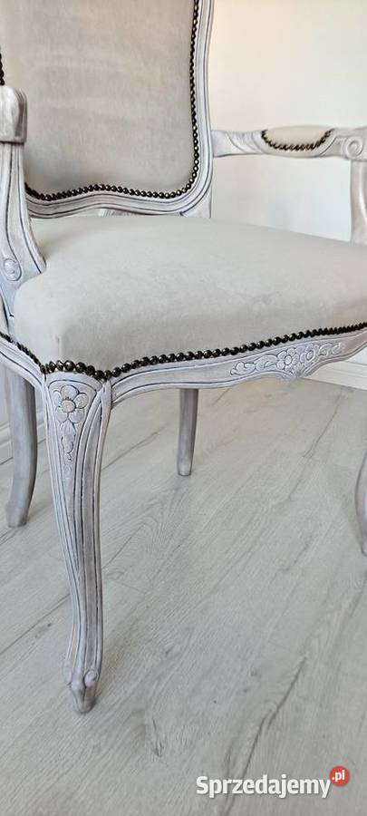 Stylowy patynowany fotel Ludwik Shabby Chic Dom i Ogród