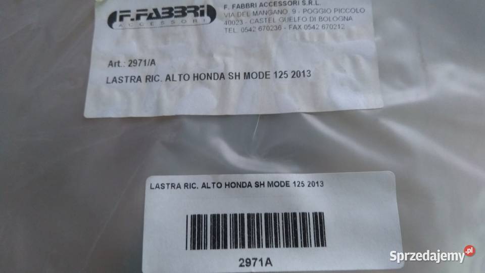 NOWA SZYBA OWIEWKA OSŁONA FABBRI MADE IN ITALY Bielsk Podlaski sprzedam