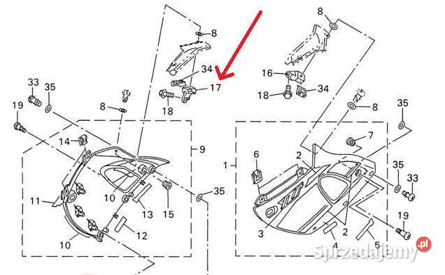 Uchwyt mocowanie owiewki Yamaha YZR1 4XV283600 Szyby i owiewki Kielce