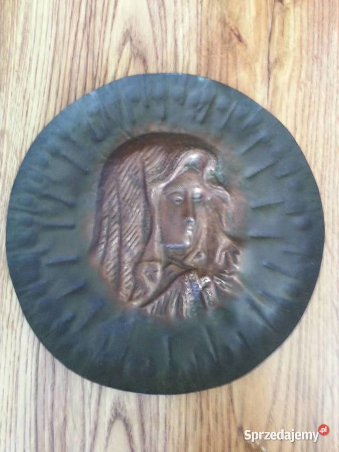 Matka Boska i Pan Jezus talerze metalowe na PRL Wołomin