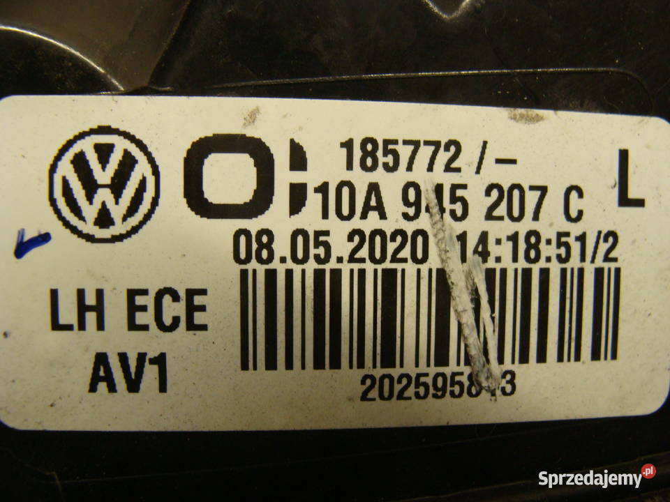 VW ID3 ID3 LAMPA TYLNA LEWA IQ LIGHT 10A945207C Oświetlenie Goleniów