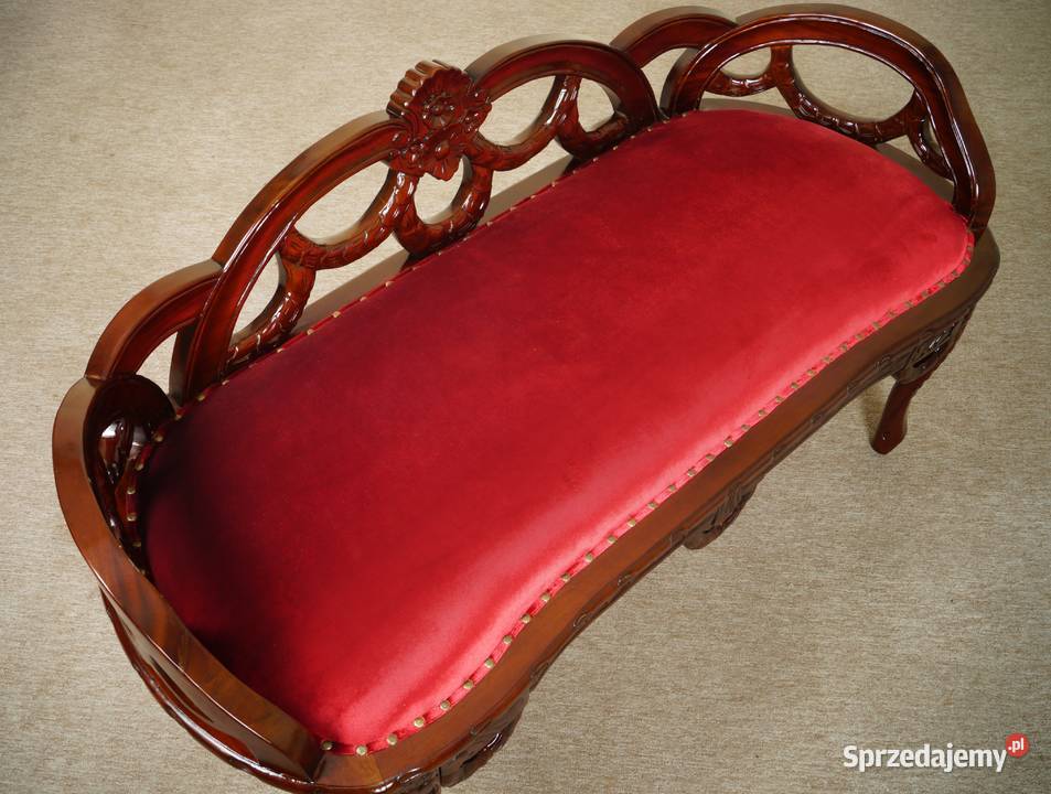 Stylowa Ławka rzeźbiona tapicerowana siedzisko Ławki Września