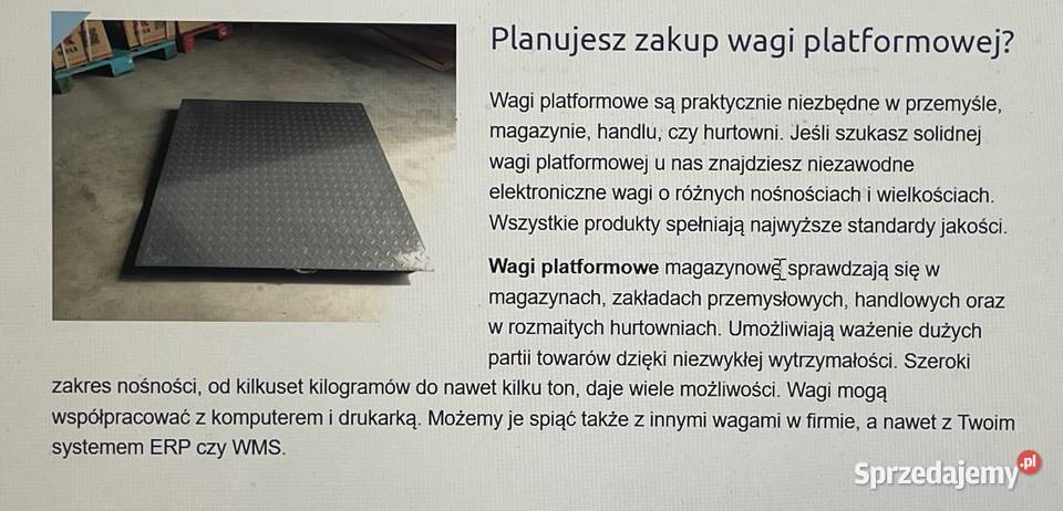 Waga platformowa 15001500 nośność 15003000 MOCNA Brzeg