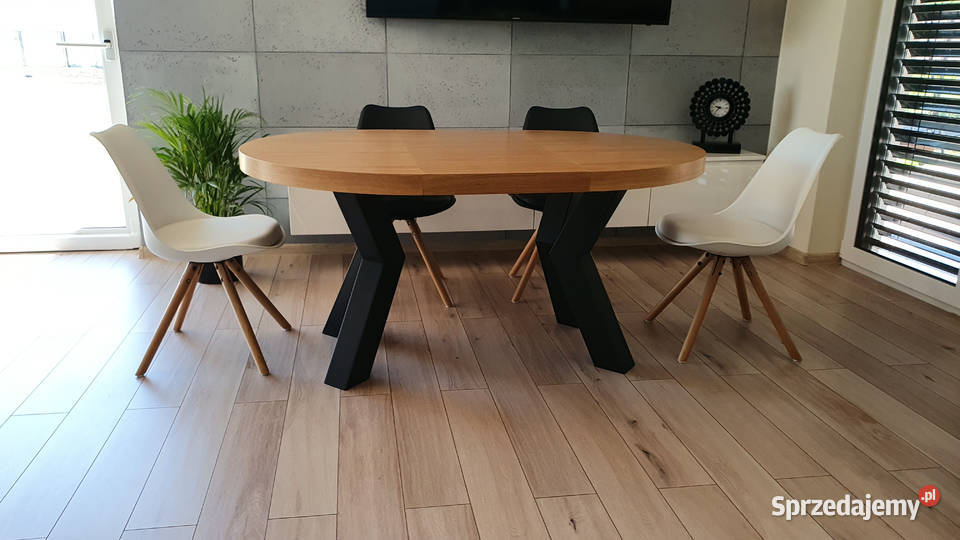Nowoczesny stół dębowy okrągły rozkładany Loft 3 75cm Krosno sprzedam