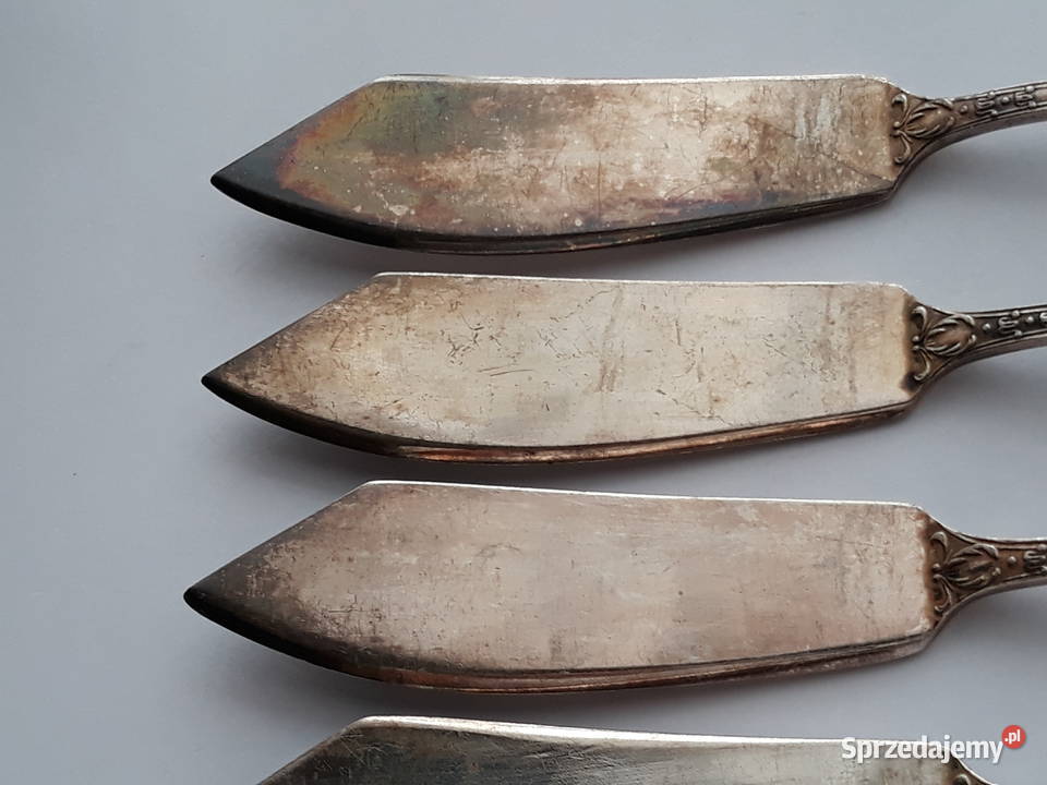 Posrebrzane noże do ryb ROMAŃSKI Hefra sztućce Dąbrowa Górnicza