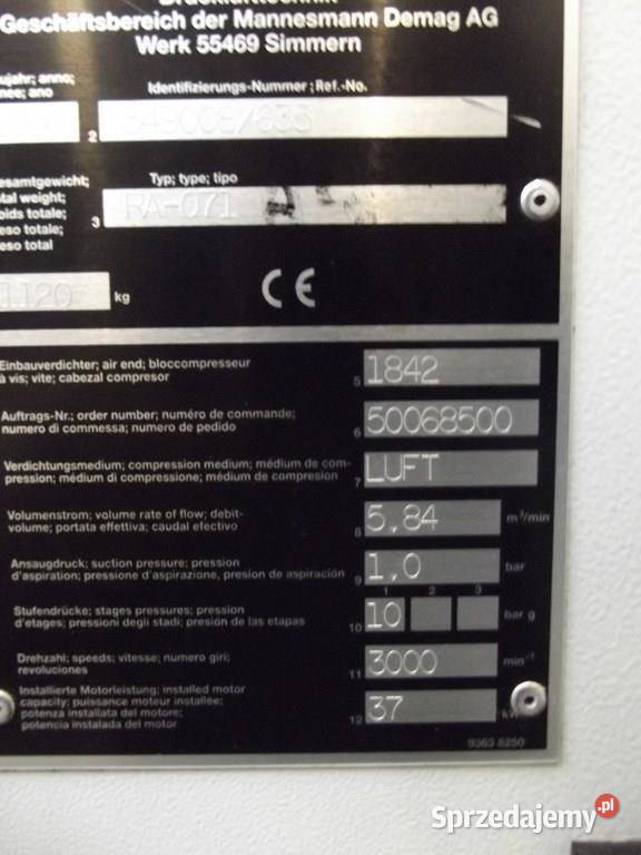 Sprężarka śrkompresor CompAir RA07137KWS002614 Wilków
