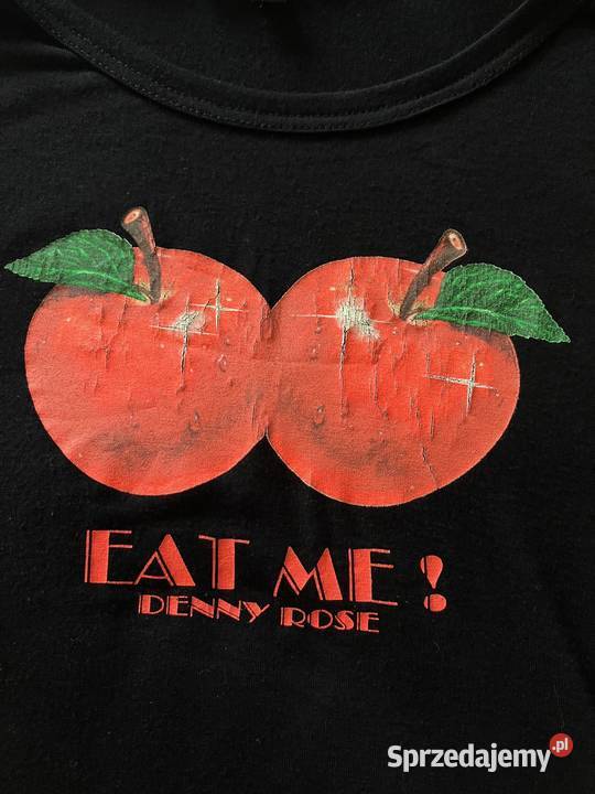 Czarna włoska bluzka wiskoza Denny Rose jabłko