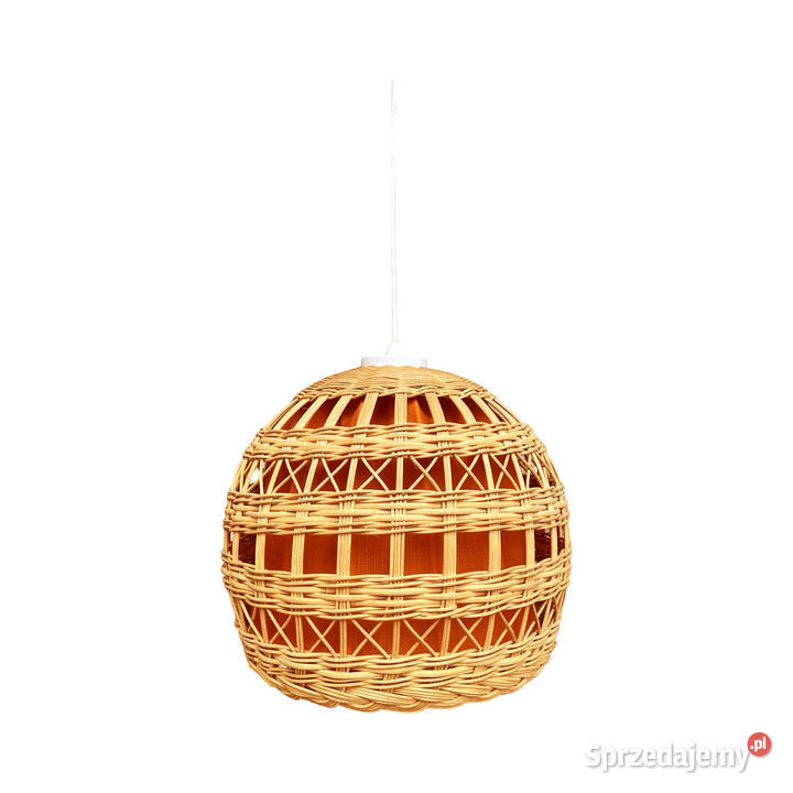 Lampa sufitowa z wiklinowym kloszem Polska lata Lampy wiszące Warszawa