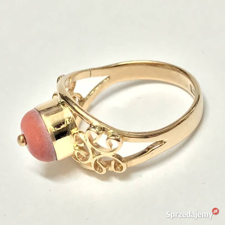 Złoty PIERŚCIONEK 14K ażurowy piękny KORAL r 15 Zegarki i Biżuteria Warszawa
