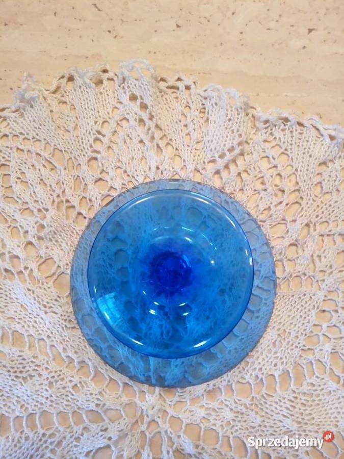 Szklana patera niebieska Antyki, Sztuka, Kolekcje