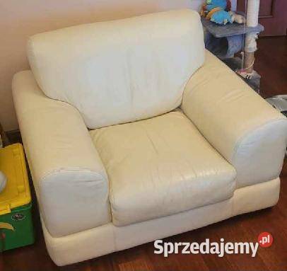 Zestaw 2 fotele i rozkładana sofa ze skóry