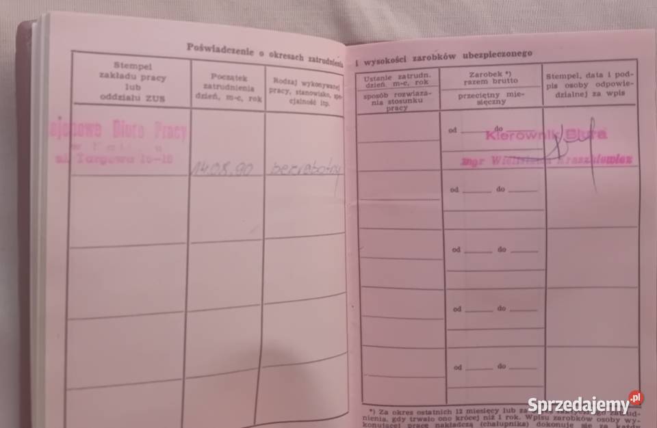 Legitymacja ubezpieczeniowa pracownika oświaty Antykwariat Koźminek