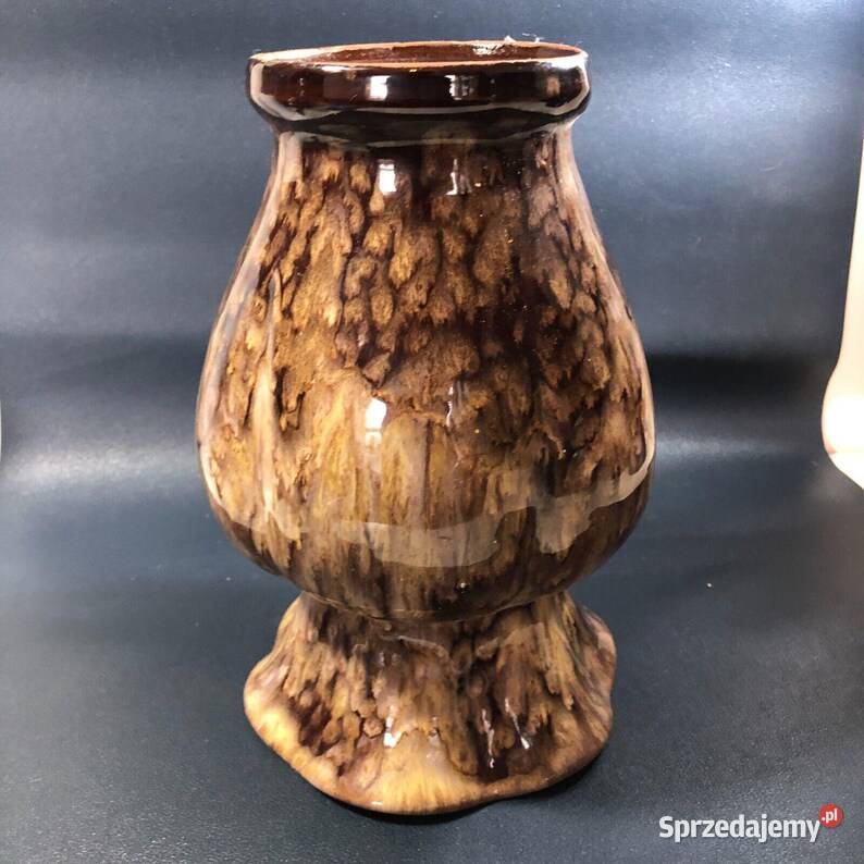Piękny Wazon z brzowej ceramiki FOREIGN Vintycz