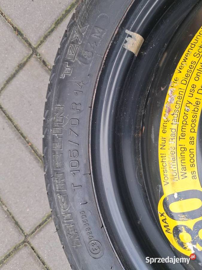 KOŁO DOJAZDOWE NOWE 4x100 opona 10570R14 OE sprzedam
