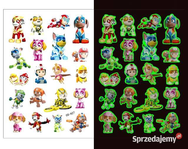 Fluorescencyjne tatuaże dzieci PSI PATROL 20 Dla Dziecka Płock sprzedam