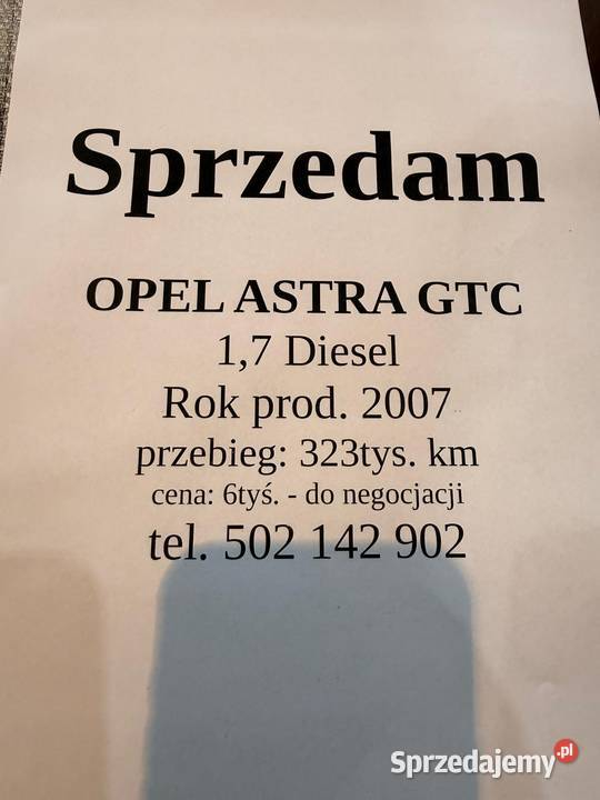 Opel Astra H Rok produkcji 2007 Warka