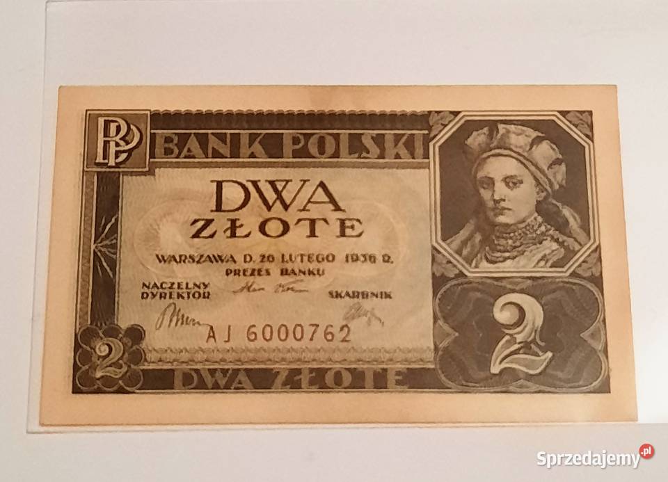 Banknot II 2 złote 1936 śląskie Gliwice sprzedam