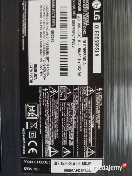 LG OLED55B9SLA małopolskie Maszkienice