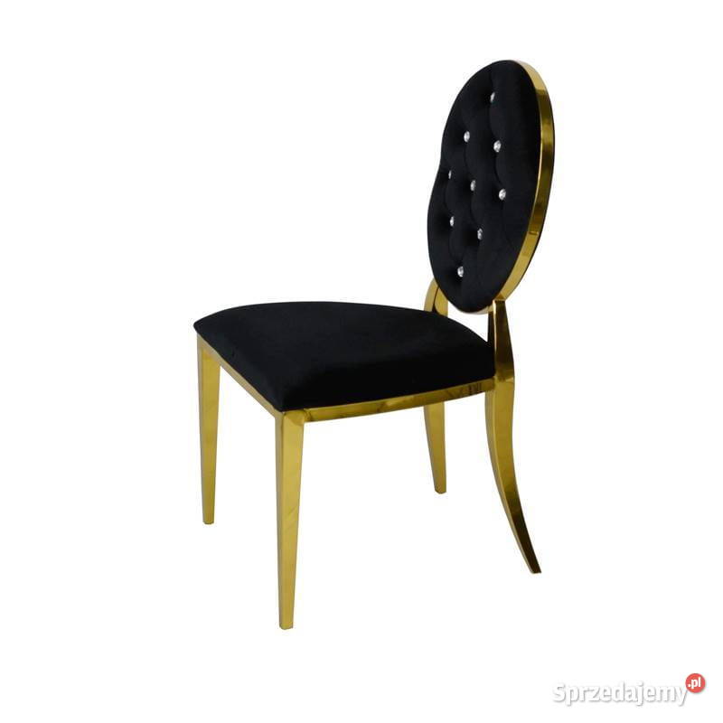 Krzesło glamour Ludwik złote pikowane welur salon stół ława