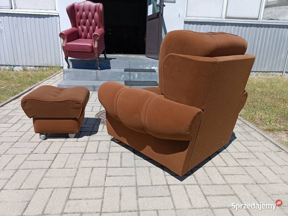 Fotel KLER Tkanina Alacantara Pufa okazyjnie 95cm opolskie Olesno sprzedam