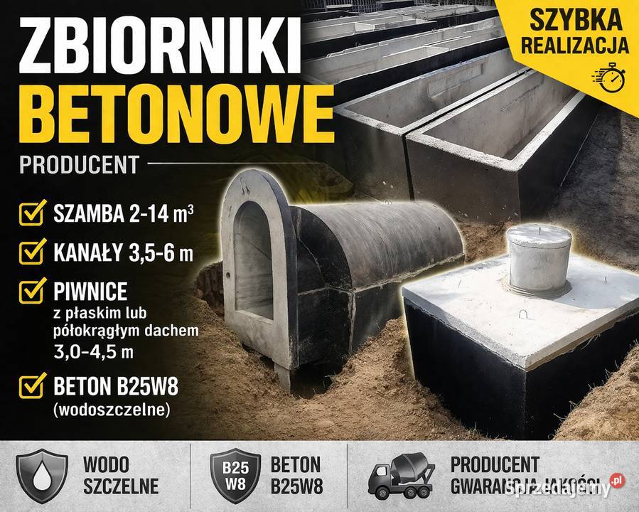 SZAMBO BETONOWE 214m3 szamba KANAŁ kanały Tarnów sprzedam