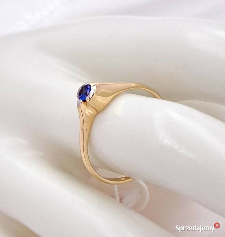 Pierścionek r18 Złoty pr585 z szafirem Z659 złote Pierścionki Poznań