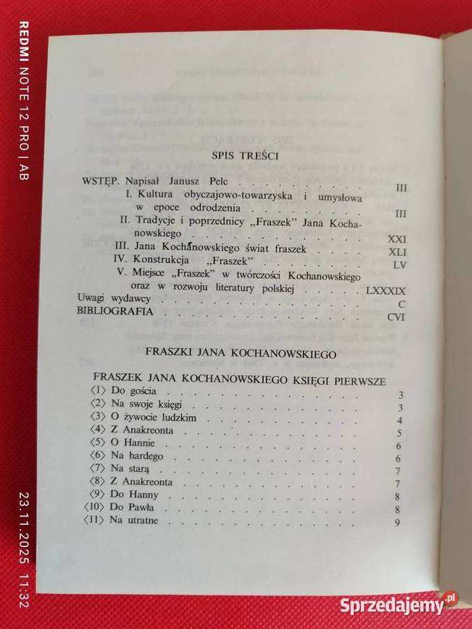 J Kochanowski Fraszki Biblioteka Narodowa BN Katowice