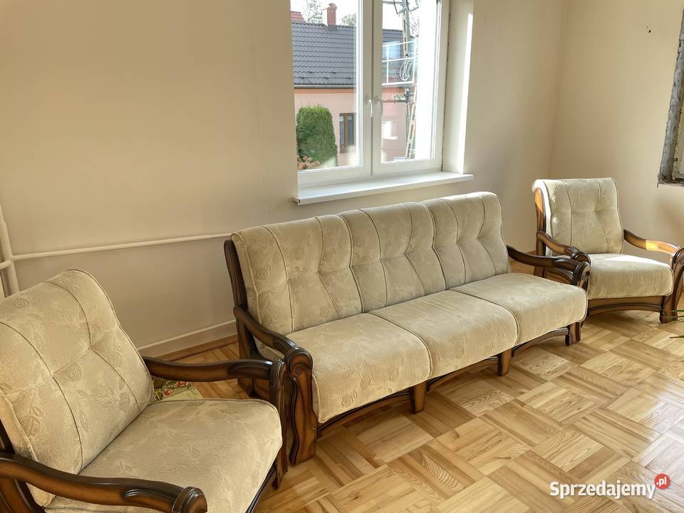 Komplet mebli sofa 2 fotele stolik stolik RTV