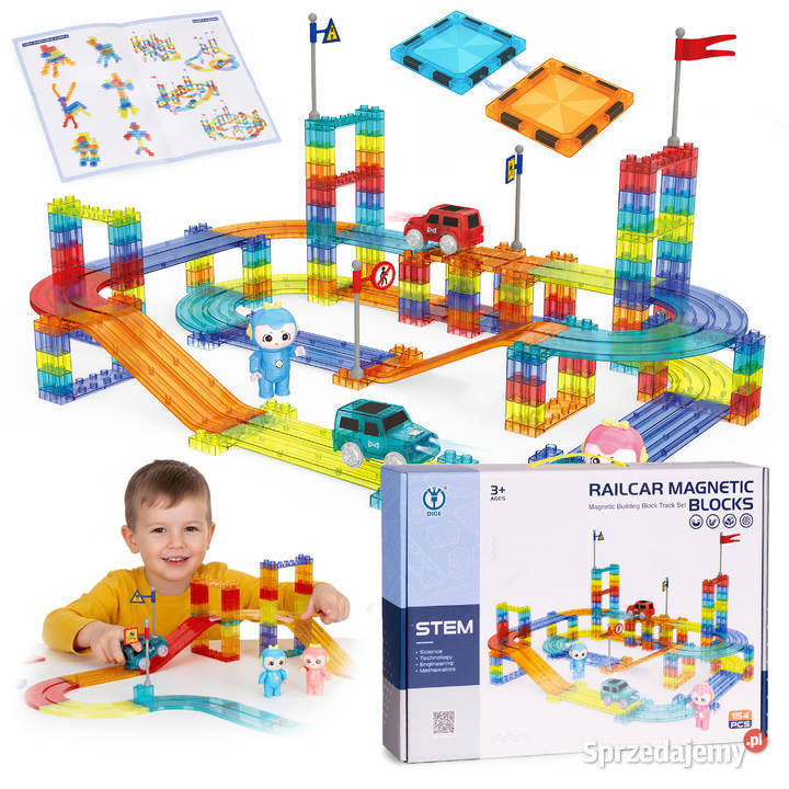 Tor aut klocki magnetyczne komplet 154 elementy Smogorzów