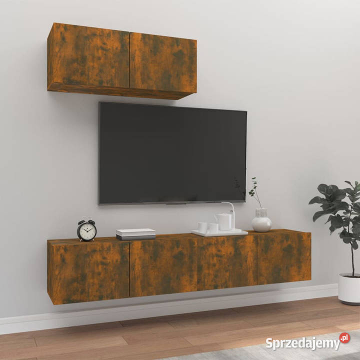 Zestaw 3 szafek TV przydymiony dąb materiał Warszawa