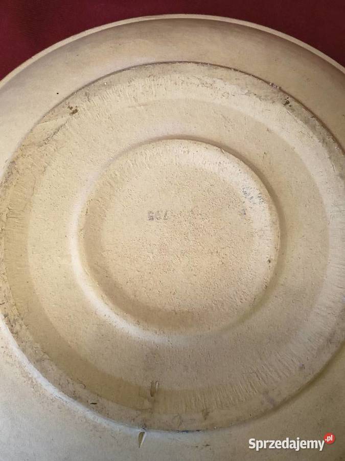 Talerz ceramiczny vintage ręcznie zdobiony Chorzew