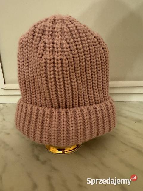 Czapka różowa damska z akrylu dzianina beani