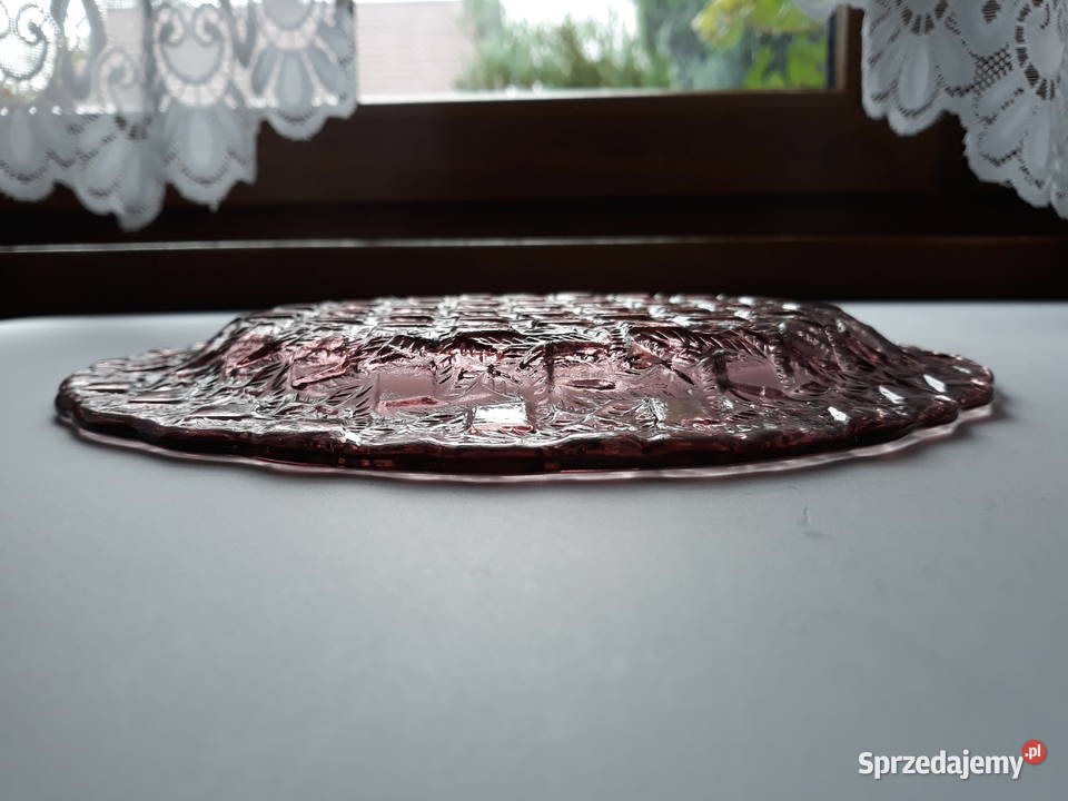 Talerz Kratka Plecionka ok 235 Ząbkowice szkło Dąbrowa Górnicza