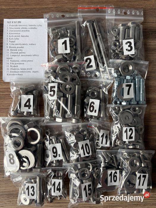 NOWY KOMPLET ŚRUB ŚRUBY NIERDZEWNE MZ ETZ 251 Bielsko-Biała