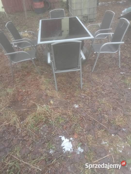 Zestaw mebli ogrodowych 6 krzeseł stół szklany sprzedam