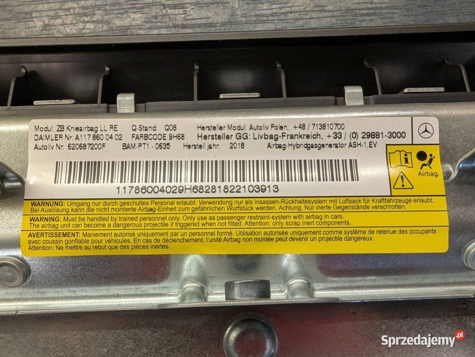 Gla x156 poduszka kolanowa pasażera prawa Cieszyn