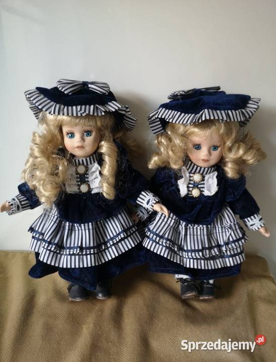 dwie porcelanowe lalki vintage bliźniaczki Toruń