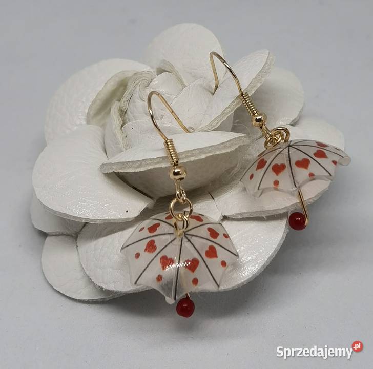 Kolorowe kolczyki parasolki serduszka walentynki Kołobrzeg