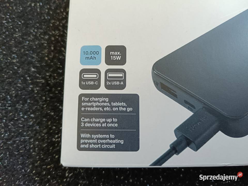 Powerbank 10000mAh szybkie ładowanie nowy czarny mazowieckie
