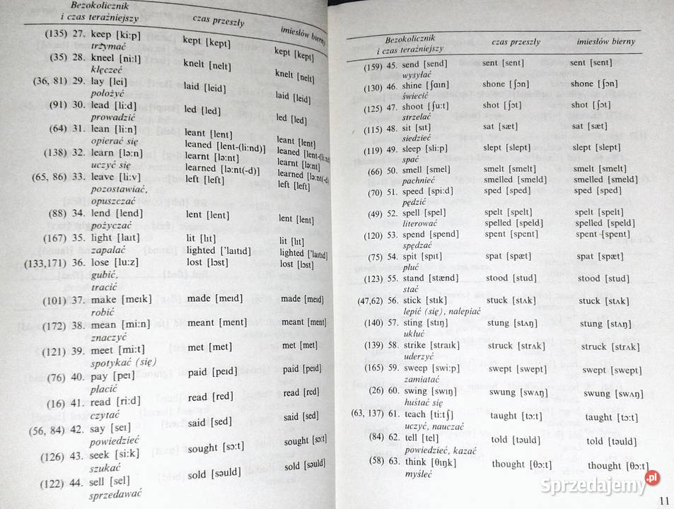 Leksykon angielskich czasowników nieregularnych miękka Chełm