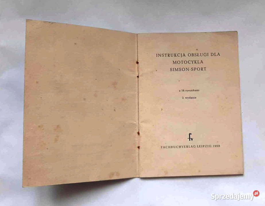 Instrukcja obsługi MOTOCYKLA SIMSONSPORT 1958 Łódź
